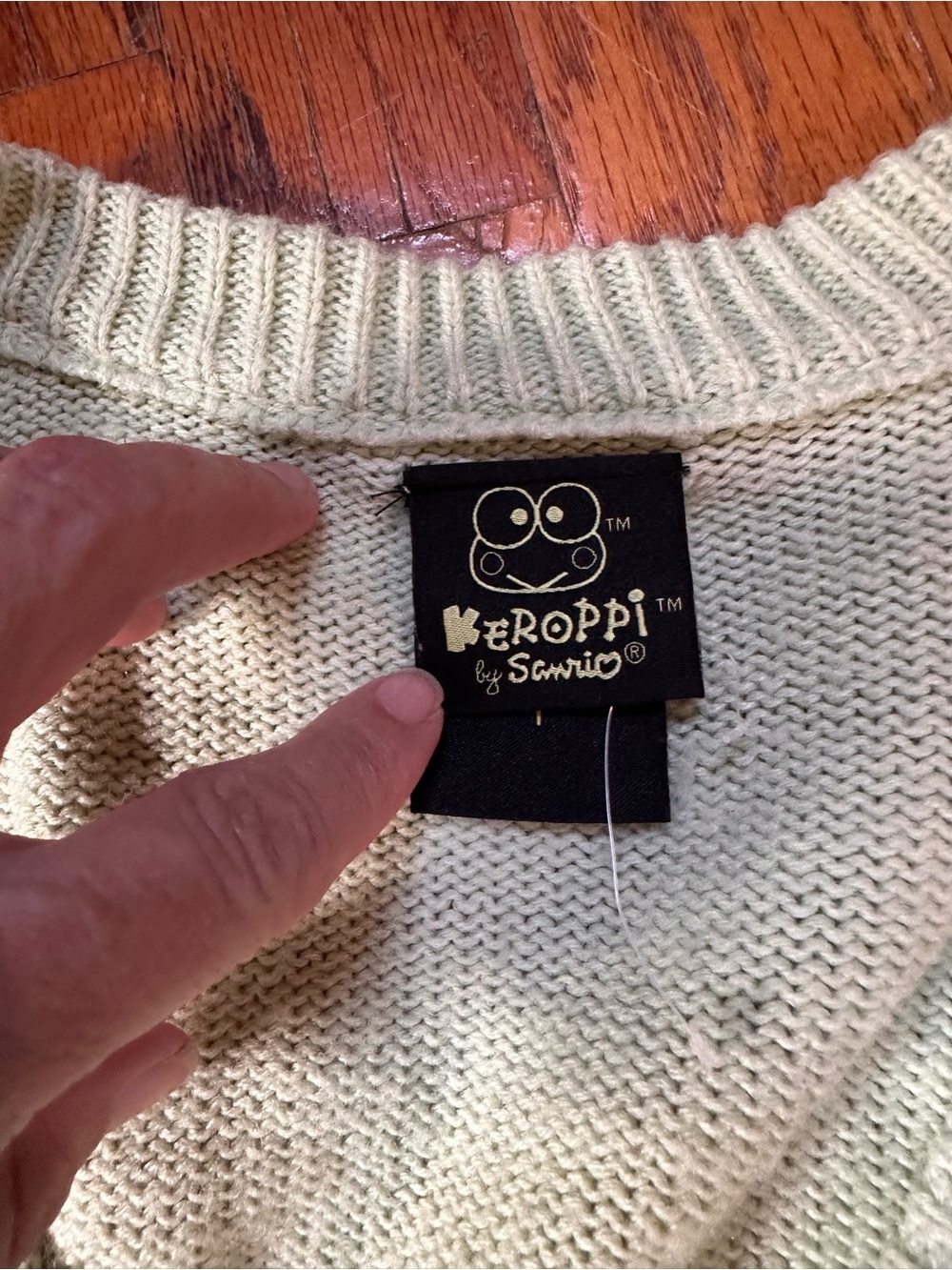 Keroppi Embriodered Button-Front Cardigan Sweater - Light Green - Picture 7 of 10